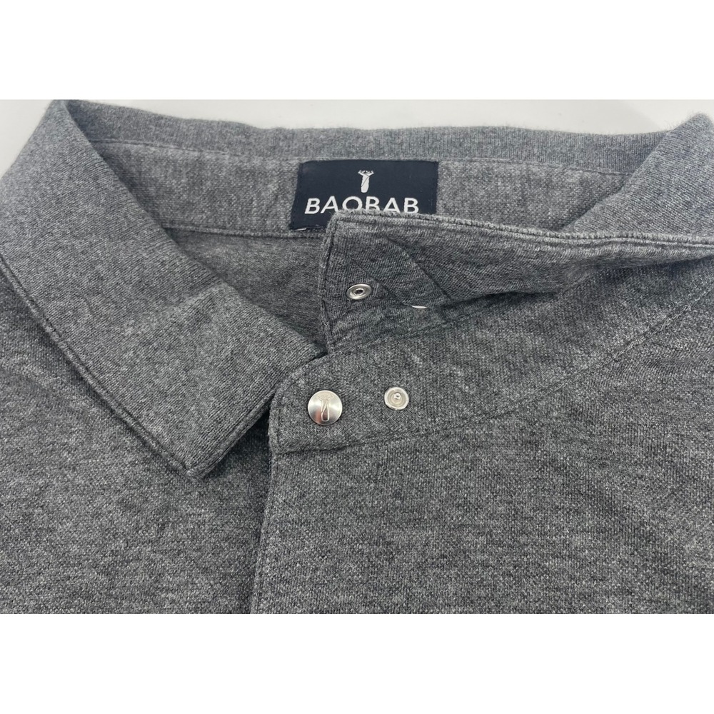 Baobab Polo Shirt Men 3XL Grey Pima Cotton Stretch Short Sleeve Zipper Snap Golf - Picture 4 of 9